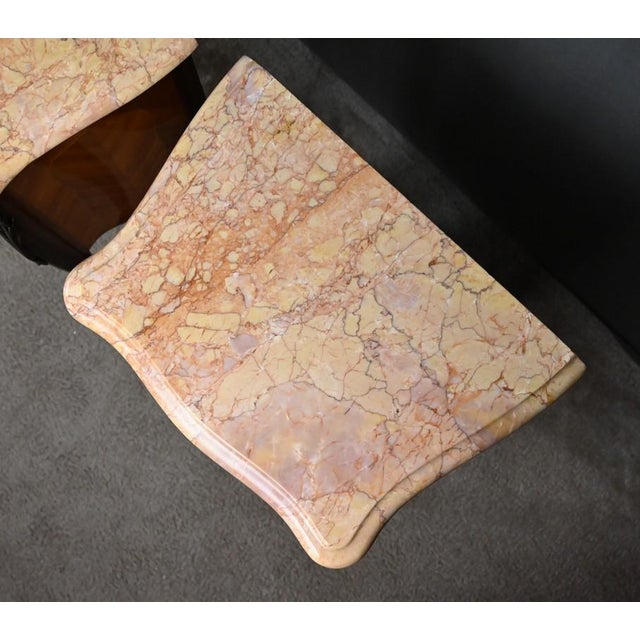 Louis XV Style Marquetry Bedside Tables, Late 20th Century, Set of 2 For Sale - Image 9 of 18
