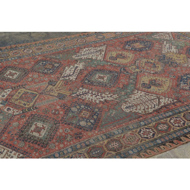 Rug & Kilim Antique Persian Soumak Dragon Rug in Red With Geometric Patterns - Rug & Kilim For Sale - Image 4 of 7