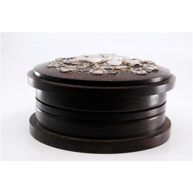 Rosewood Jewelry Box with Silver Applications For Sale - Image 9 of 10