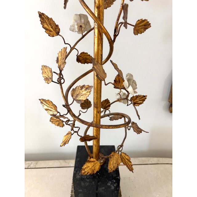 Mid 20th Century Gilt Leaf Boudoir Lamp With Marble Base, Newly Rewired For Sale - Image 12 of 16