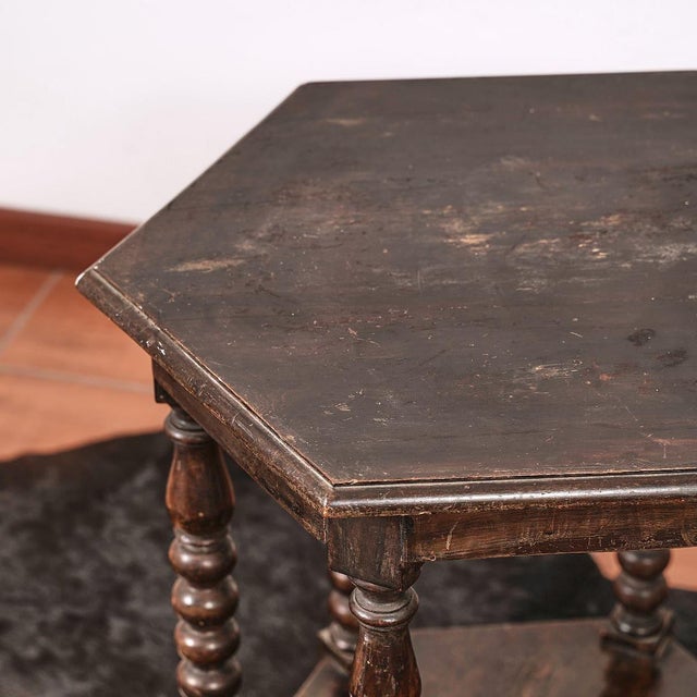 Hexagonal Wooden Rocchetto Table For Sale - Image 4 of 6