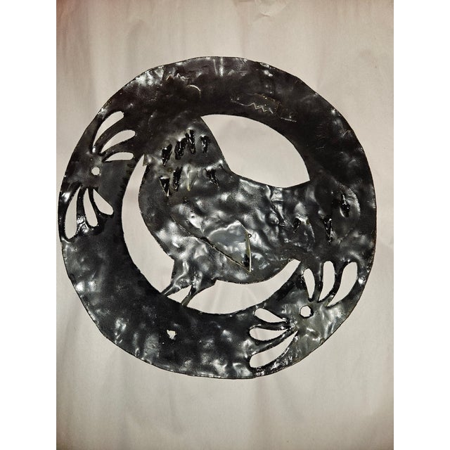 Vintage Hand-Painted Metal Rooster Wall Art For Sale - Image 4 of 5