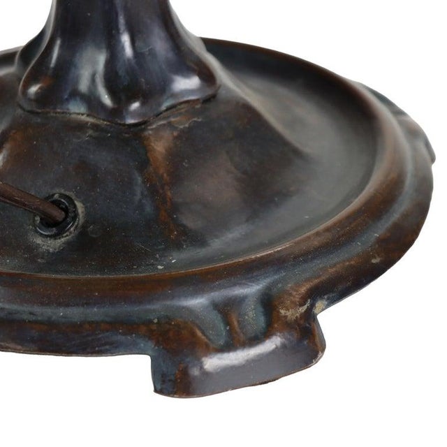 Vintage Tiffany Style Leaded Stained Glass Table Lamp With Acorn Shade 20thC For Sale - Image 12 of 15