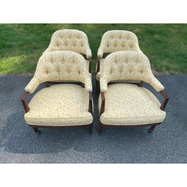 Textile Vintage Schoonbeck Henredon Game or Lounge Chairs - Set of 4 For Sale - Image 7 of 8