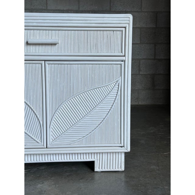 Late 20th Century Pencil Reed White Sideboard With Leaf Motif | Chairish