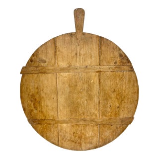 Early 1900s Large Round German Bread Board For Sale