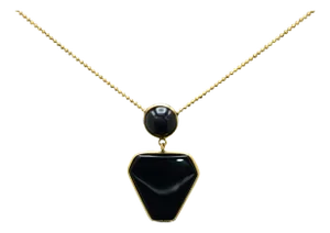 The Tinley: Ladies 14K Yellow Gold and Onyx Drop Necklace