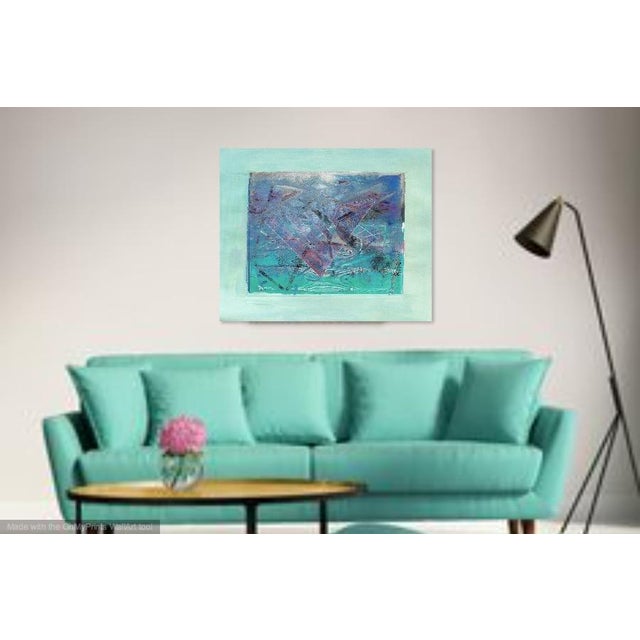 Original painting on French paper of layers of linear forms. They appear to be layered and create a harmony in the...