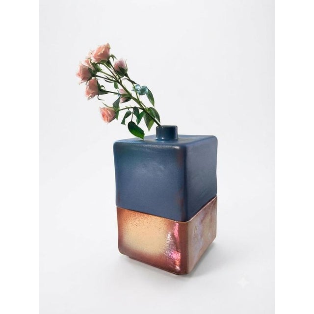 Tetra Bi Vase in Matte Pink and Light Blue from Ceramiche Lega For Sale - Image 6 of 6