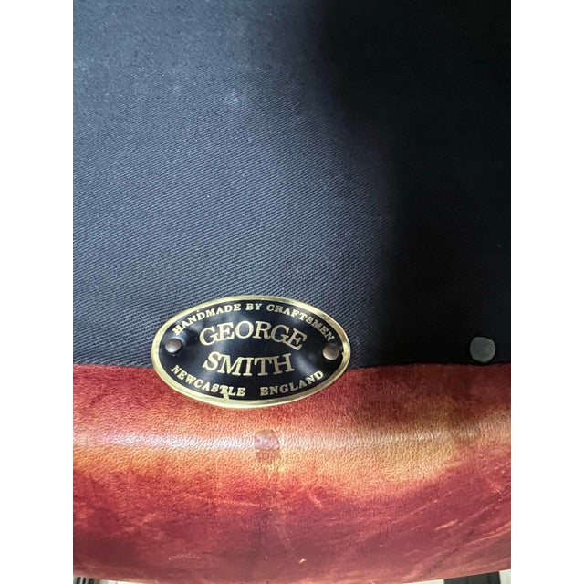 Vintage George Smith Petite Tufted Leather Chesterfield Chair, Made in England, a Pair For Sale - Image 9 of 12