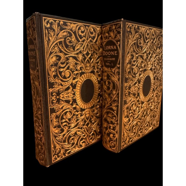 Antique 1890s Lorna Doone 2-Volume Gilt Set With Original Dust Jackets - Pair For Sale - Image 14 of 16