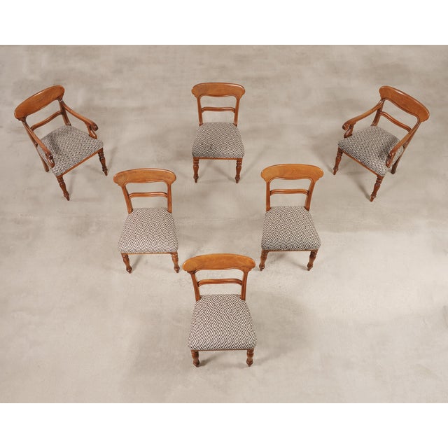 William IV Set of Six English William IV Fruitwood Upholstered Dining Chairs For Sale - Image 3 of 18