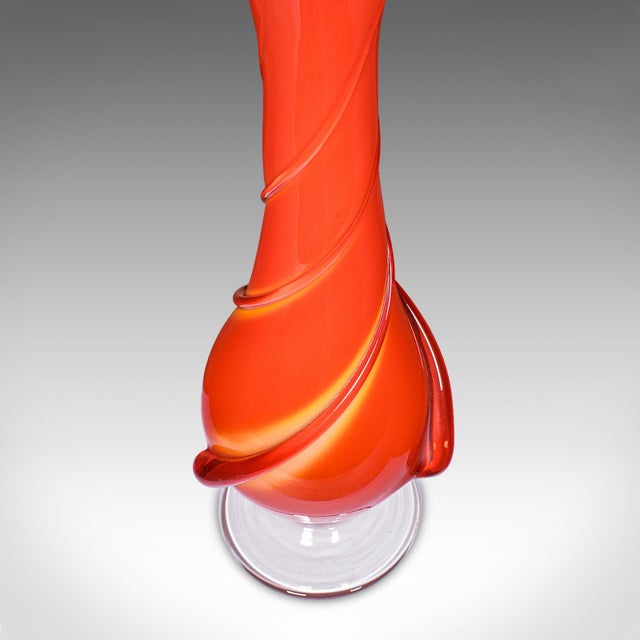 Red Vintage Murano Trumpet Vase, Italian, Art Glass, Display, Mid Century Modern For Sale - Image 8 of 10