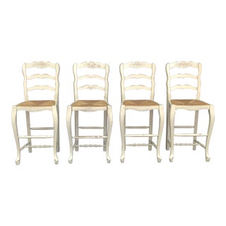 Late 20th Century French Country Counter Stools - Set of 4 For Sale