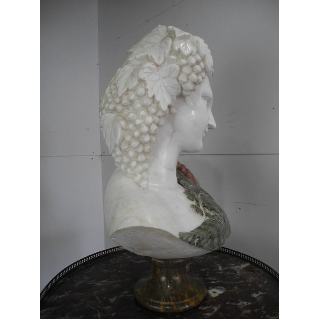 Unknown, Bust of Goddess Ariadne Holding Grapes, Carrara Marble For Sale - Image 15 of 18