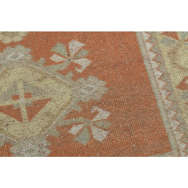 1970s Vintage Turkish Handmade Wool & Cotton Orange Area Rug For Sale - Image 11 of 11