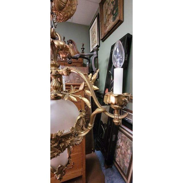Bronze Antique French Gilt Bronze & Glass Small Chandelier For Sale - Image 8 of 12