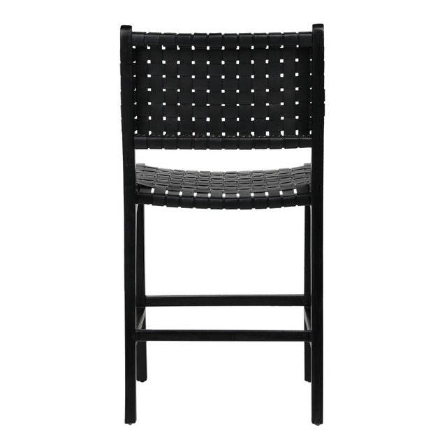 Black Leather Strap Counter Stool For Sale - Image 4 of 7