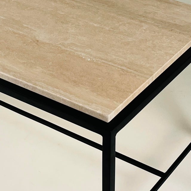 Not Yet Made - Made To Order Small 'Diagramme' Wrought Iron and Travertine Coffee Table For Sale - Image 5 of 8