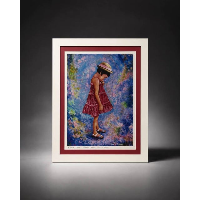 Traditional Framed Girl Portrait Print in White Frame For Sale - Image 3 of 4