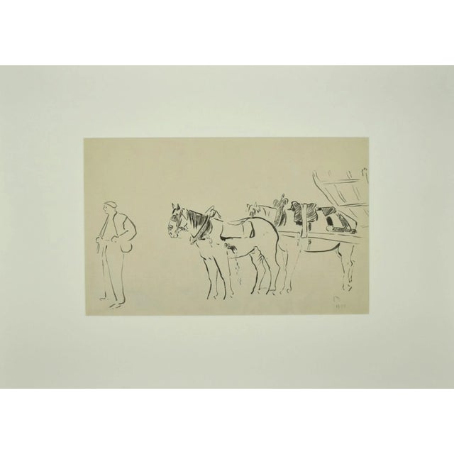 Workhorses is an original watercolour realized by a French artist in 1909. The artwork is in good conditions, mounted on a...
