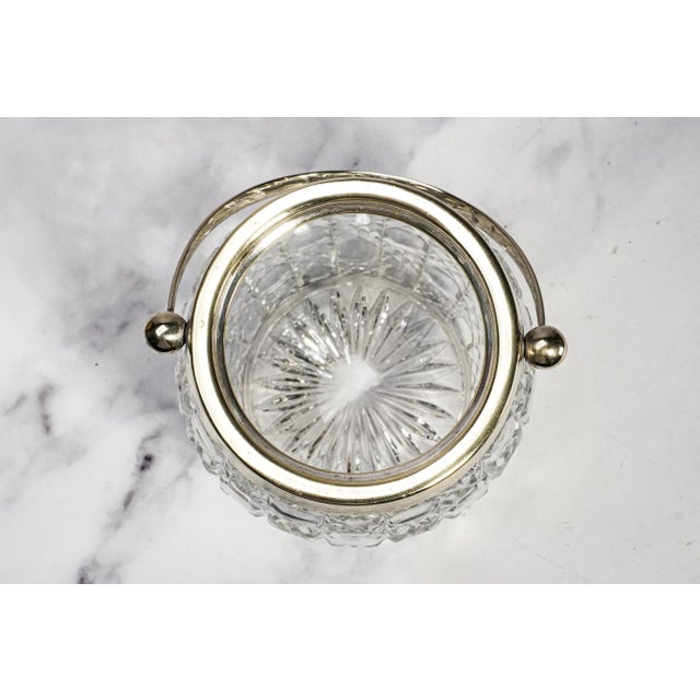 Metal Wonderful Antique English Crystal Biscuit Jar Cut Glass Lidded Canister Jar With Handle Art Deco Tableware Home Decor For Sale - Image 7 of 15