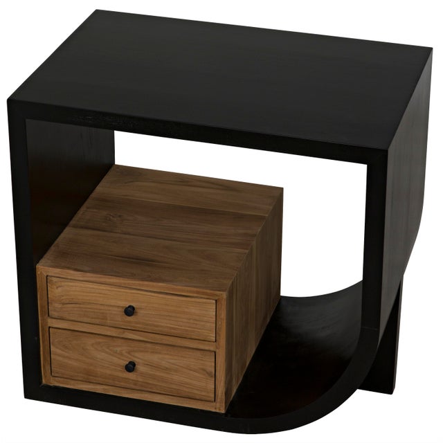 Not Yet Made - Made To Order NOIR Burton Right Hand Side Table in Black and Teak For Sale - Image 5 of 11