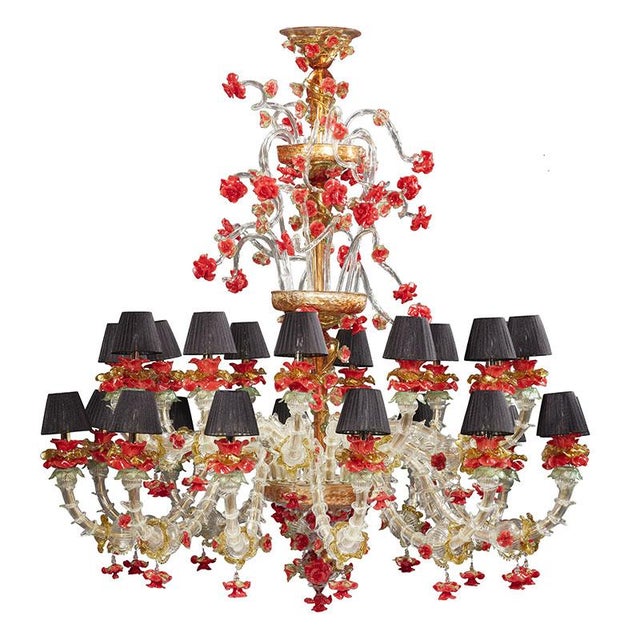 Rezzonico Chandelier in White-Gold-Red Murano Glass, 1950s For Sale - Image 9 of 9