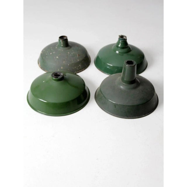 Green Vintage Industrial Pendant Light Shades - Set of 4 For Sale - Image 8 of 11