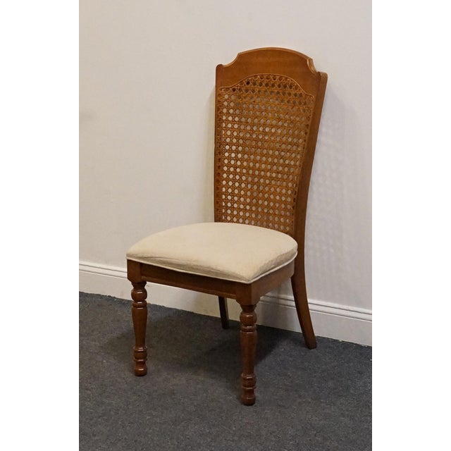 SINGER FURNITURE Solid Golden Oak Mediterranean Cane Back Dining Side Chair 505-07 43" High 20.5" Wide 25" Deep Seat:...