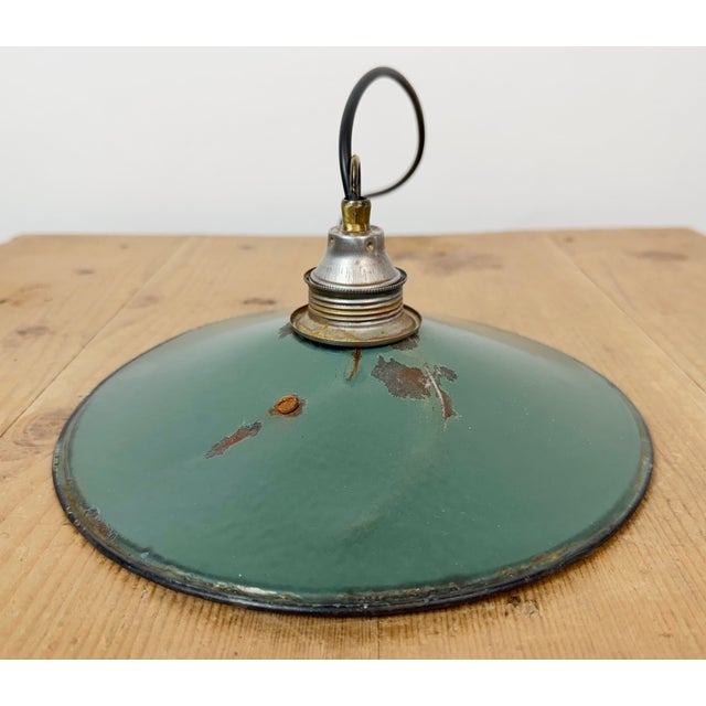 Industrial Green Enamel Light, 1950s For Sale - Image 12 of 18