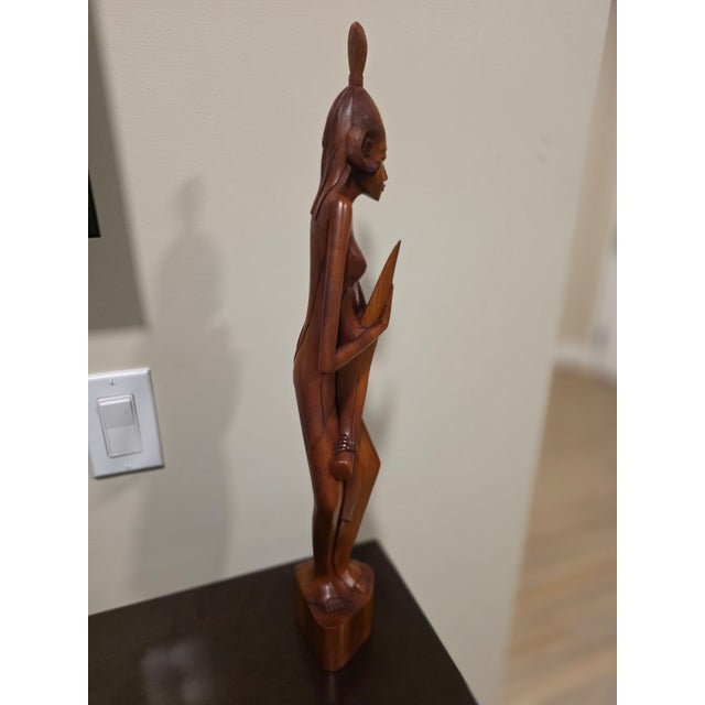 Art Deco Vintage 21" Balinese Modernist "Lone Warrior" Wood Sculpture – Klungkung School For Sale - Image 3 of 12