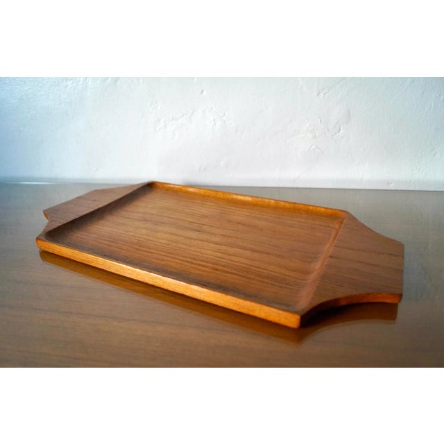 Mid-Century Modern 1970’s Danish Modern Solid Teak Tray For Sale - Image 3 of 12