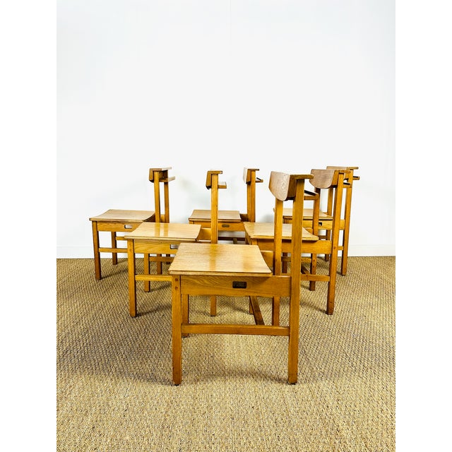 1960s Vintage Oak Dining Chairs, 1950s, Set of 6 For Sale - Image 5 of 18
