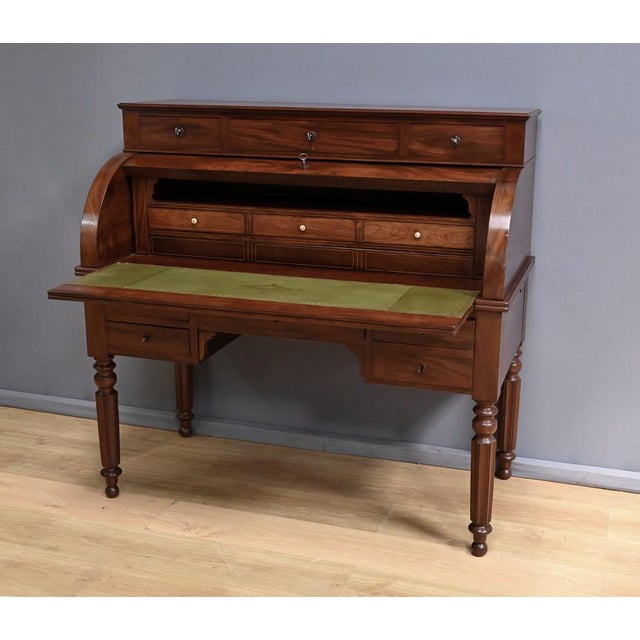 Restoration Mahogany Cylinder Desk, Early 19th Century For Sale - Image 12 of 18