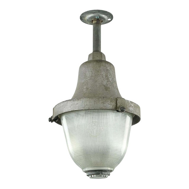 Mid 20th Century Industrial Original Holophane Pendant Light - Restored For Sale