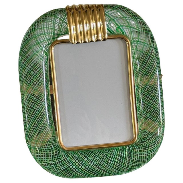Green and Yellow Filigree Murano Glass Photo Frame, 2000s For Sale - Image 11 of 11