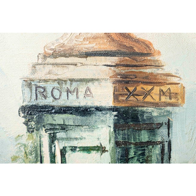 Mid 20th Century Neoclassical Roman Garden Oil Paintings Signed Montes - Pair For Sale - Image 9 of 17