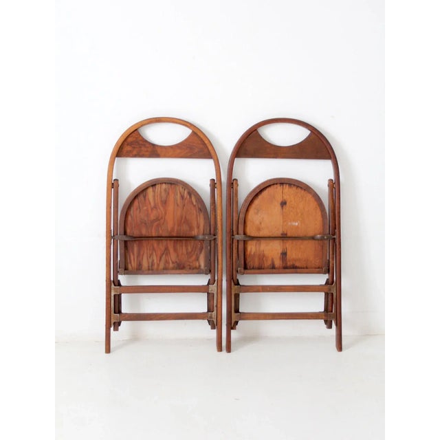 Antique Wooden Folding Chairs Pair For Sale - Image 11 of 13