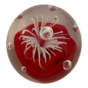 Murano Vintage Hand Blown Glass Flower Paperweight