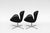 Vintage Swivel Swan Chairs in Black Leather by Arne Jacobsen for Fritz Hansen, 1950s, Set of 2 For Sale - Image 3 of 7