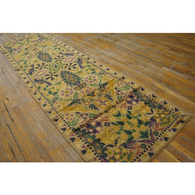 Textile 1920s Ivory Angora Antique Irish Donegal Arts & Crafts Carpet 3'6" X 11'2" Wool Rug Runner For Sale - Image 7 of 10