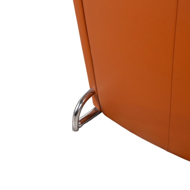 Unus Leather Chrome Armchair in Brown Cognac wirh Manual Function from FSM For Sale - Image 10 of 18