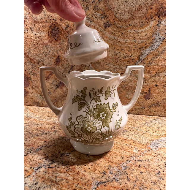 1960s Vintage Royal Staffordshire Hathaway Ironstone by J.& G. Meakin England Lidded Sugar Dish For Sale - Image 5 of 7
