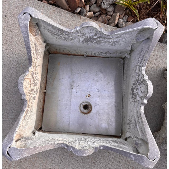 Antique French Rococo Cast Iron Jardinieres Planters, a Pair For Sale - Image 4 of 12