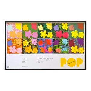 Andy Warhol Foundation Offset Lithograph Print Framed Large Pop Art Exhibition Poster " Flowers " 1970