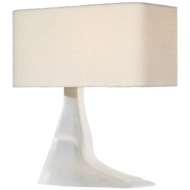 Anne-Marie Barton by Visual Comfort Signature Terra-Forma 23" Left Table Lamp in Plaster White with Bouclé Shade For Sale