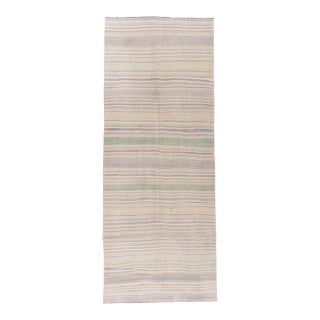 Vintage Circa 1940 Tan Turkish Kilim Flatweave Rug 4ft 11in X 13ft 1in For Sale