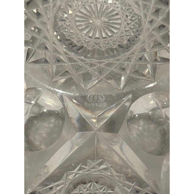 Glass American Brilliant Period Crystal Vase by Hawkes For Sale - Image 7 of 8
