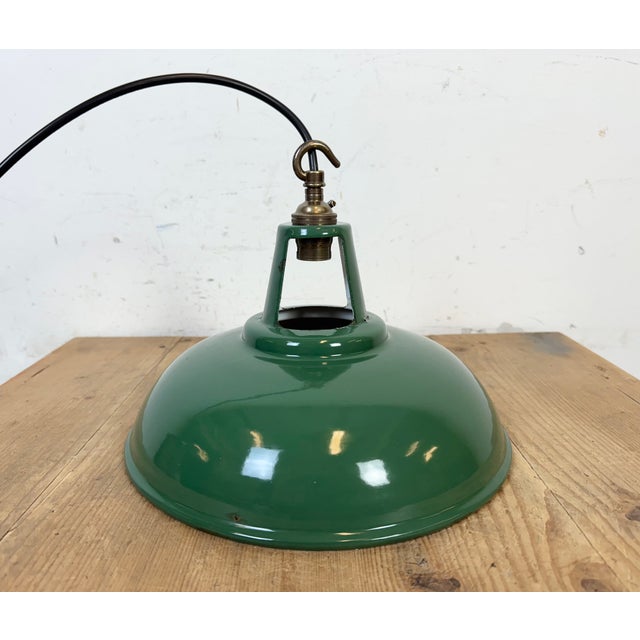 Industrial Green Enamel Factory Pendant Lamp, 1960s For Sale - Image 14 of 18